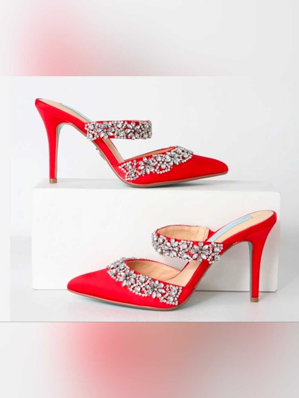 Red Jeweled Pointed-Toe Mule - Betsey Johnson